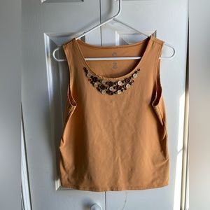Ruby Rd. Womens Butterscotch Beaded Button Embellished Stretch Tank Top Size PM